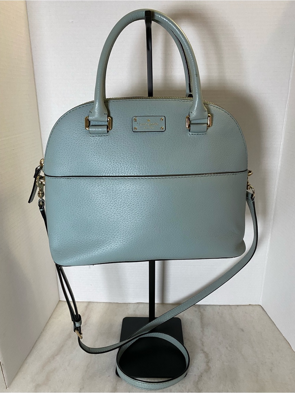 Kate Spade Grove Street Carli Blue Leather Satchel Crossbody WKRU4192 - Picture 8 of 11